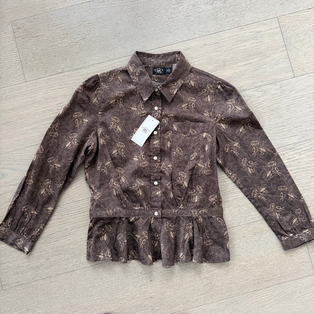 Ralph Lauren Double RL Brown Floral Blouse